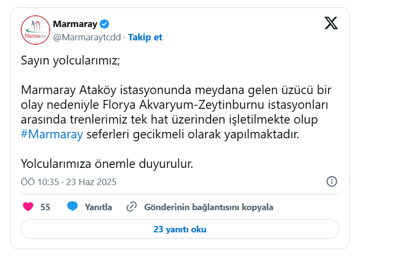 Yine Marmaray yine intihar!
